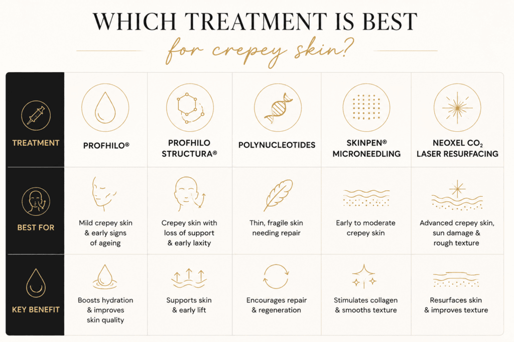 Crepey skin treatment